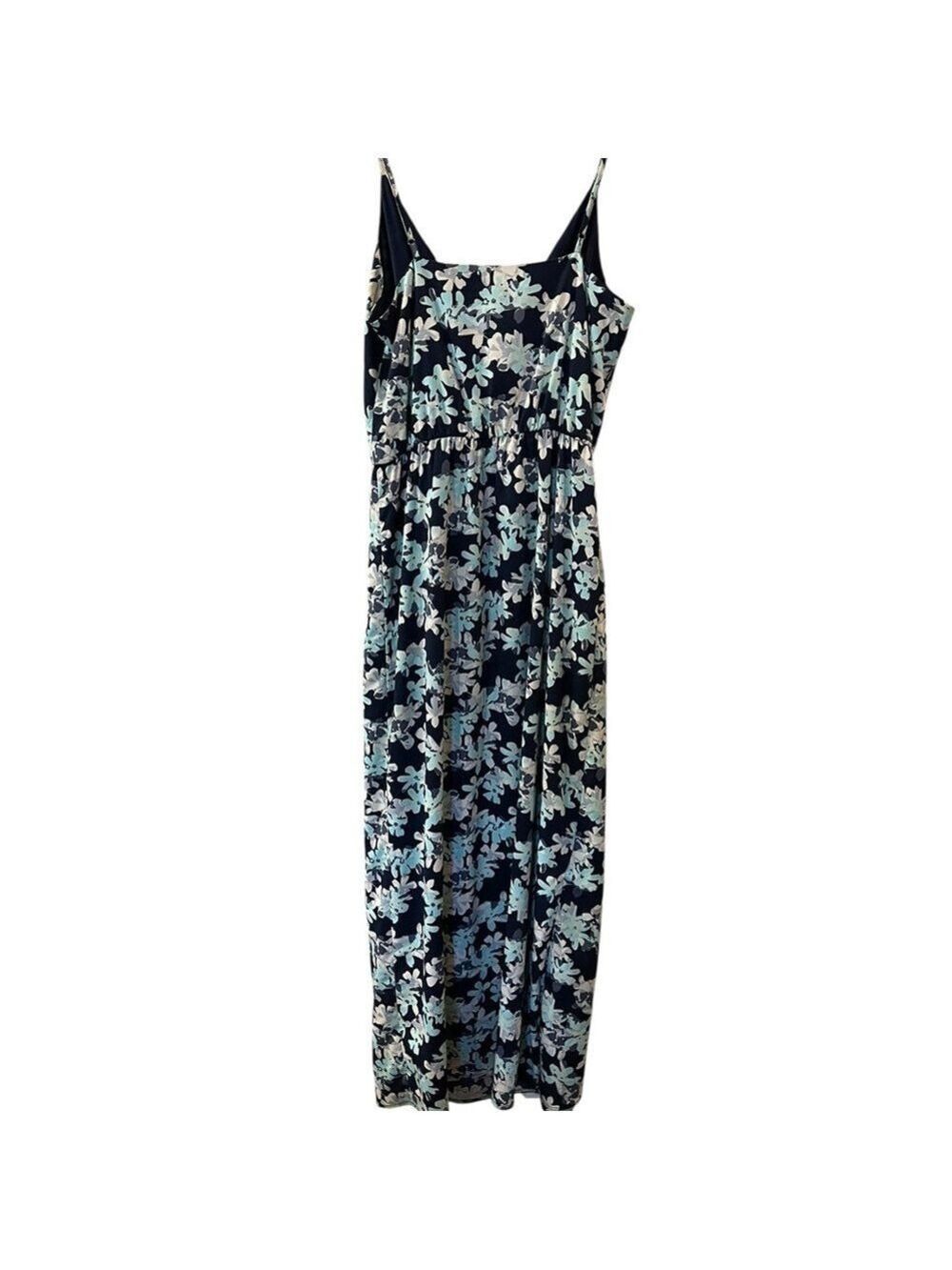 Banana Republic Faux Wrap Maxi Dress Floral Print Navy & Mint Size: 4 Petite - Picture 9 of 12